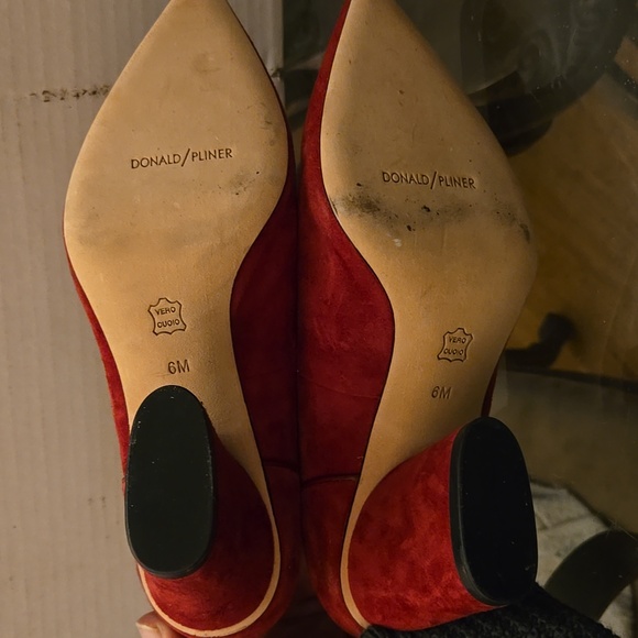 Suzette Donald Pliner Red Suede High Heels Used Size 6M - Picture 5 of 5